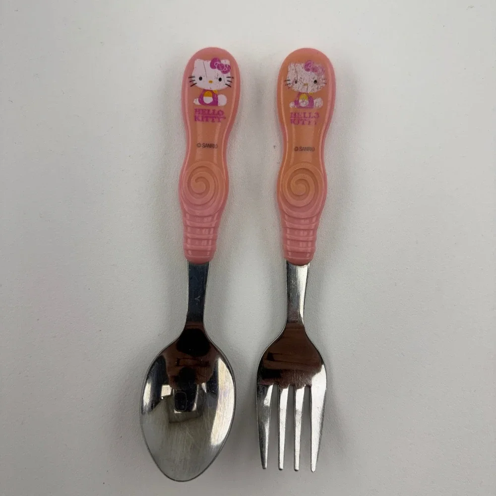 Sanrio Hello Kitty Zak Designs Toddler Fork and Spoon Set Pink Stainless Steel